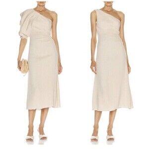 Johanna Ortiz Sea Island One Shoulder Dress Ivory Women’s Size 6 Convertible